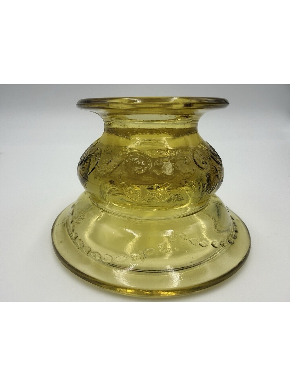 2" Vintage FEDERAL GLASS Madrid Amber Single Light Candlestick See Photo